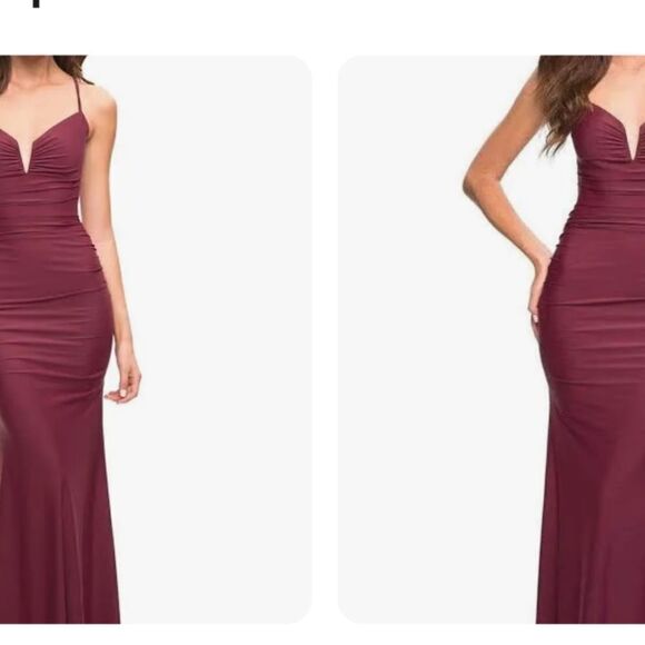 LA FEMME 30484 Ruched Sleeveless Jersey GOWN SIZE size 8 DARK BERRY NWT - Picture 8 of 9